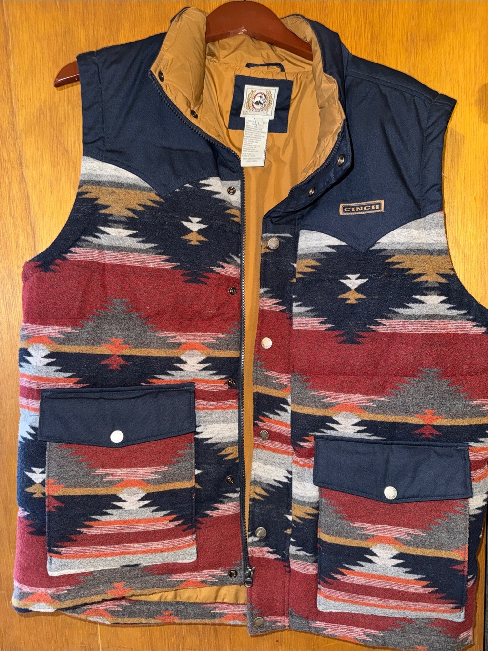 CINCH Red and Navy Southwest Patterned Men's Vest